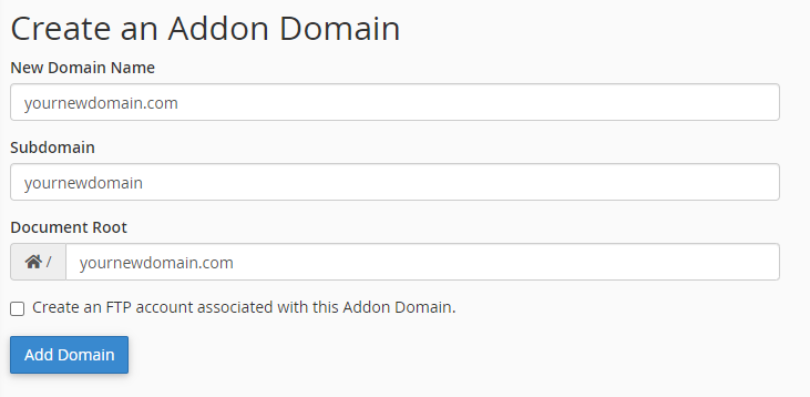 Ideal settings for an Addon Domain in cPanel